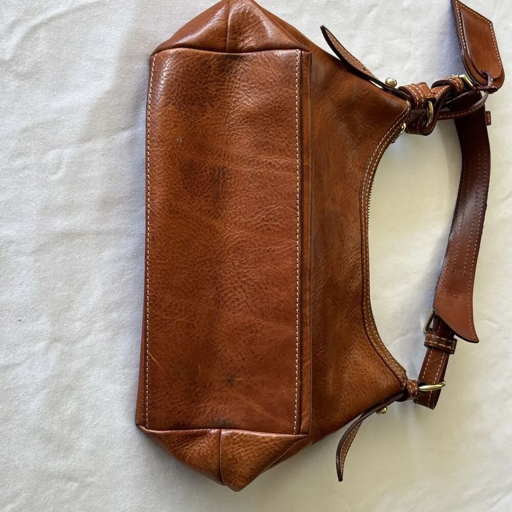 Dooney & Bourke Florentine Leather Small Lucy Hobo Tan Shoulder Bag - Picture 10 of 16